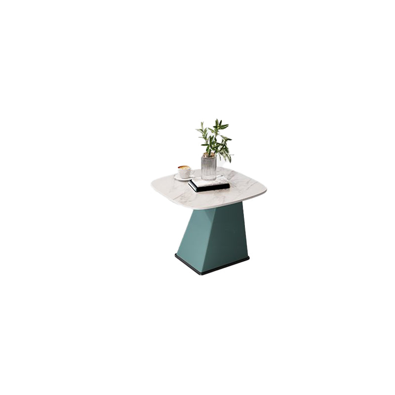 Rectangular Stone End Table Modernism Pedestal Side Table, 23.6" W x 19.7" D x 23.6" H