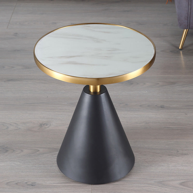 Contemporary Pedestal Round Marble/Stone Side Table - 21.65" H