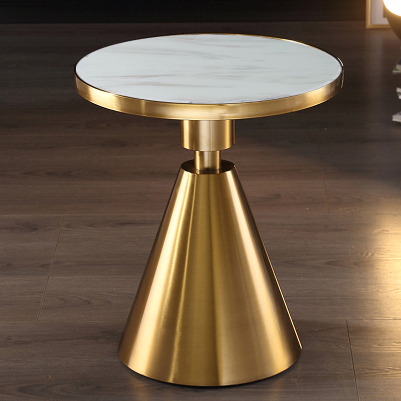 Contemporary Pedestal Round Marble/Stone Side Table - 21.65" H