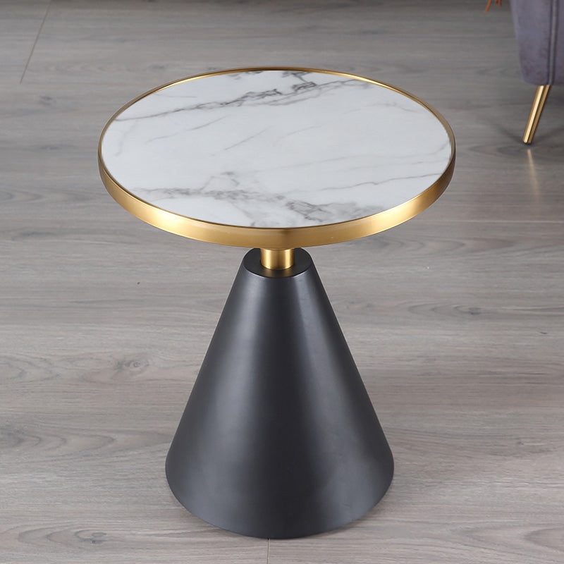 Contemporary Pedestal Round Marble/Stone Side Table - 21.65" H