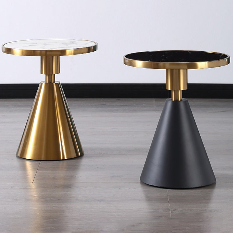 Contemporary Pedestal Round Marble/Stone Side Table - 21.65" H