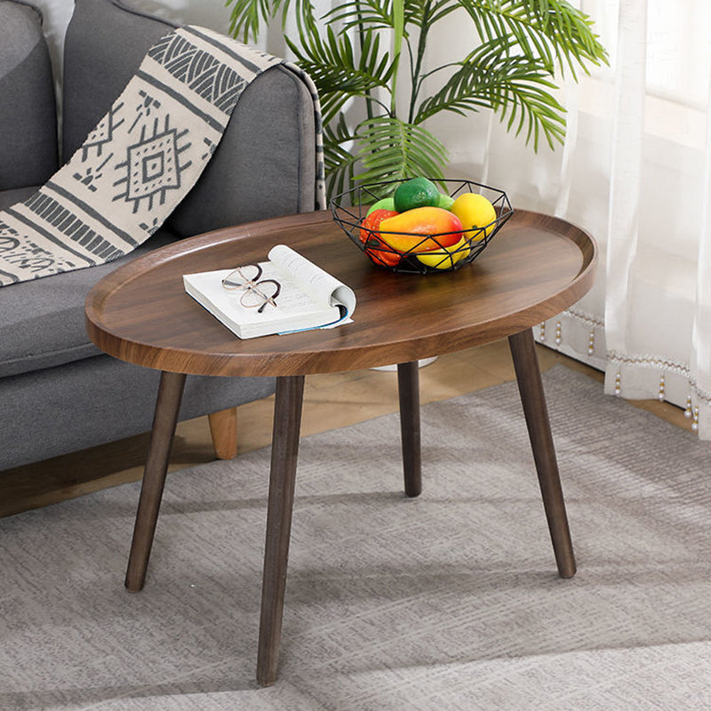 Modern Round/Oval Wood End Table Tray Top Sofa Side Table in Black/White/Brown