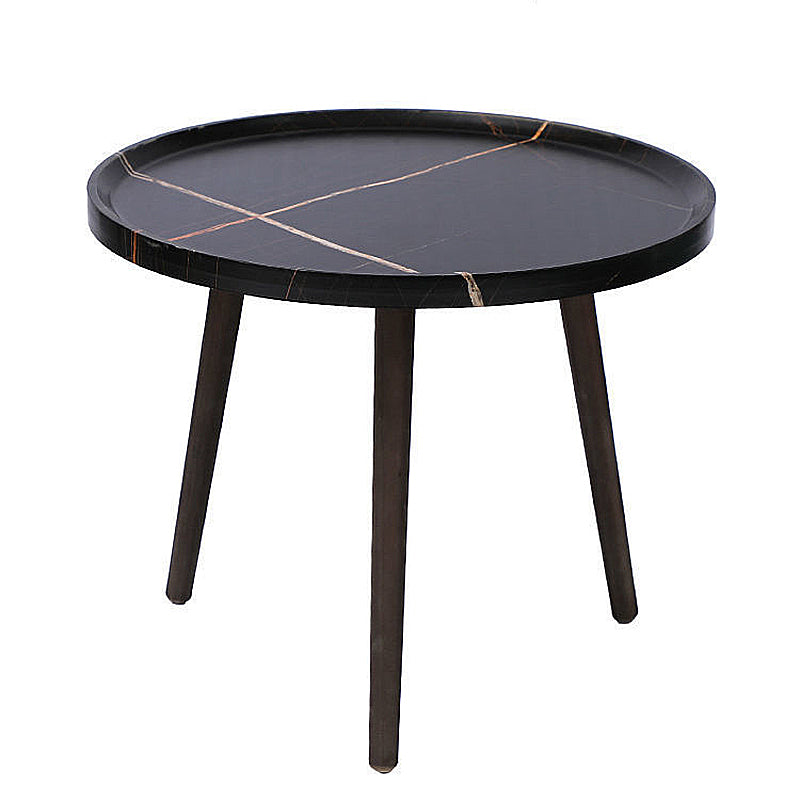 Modern Round/Oval Wood End Table Tray Top Sofa Side Table in Black/White/Brown