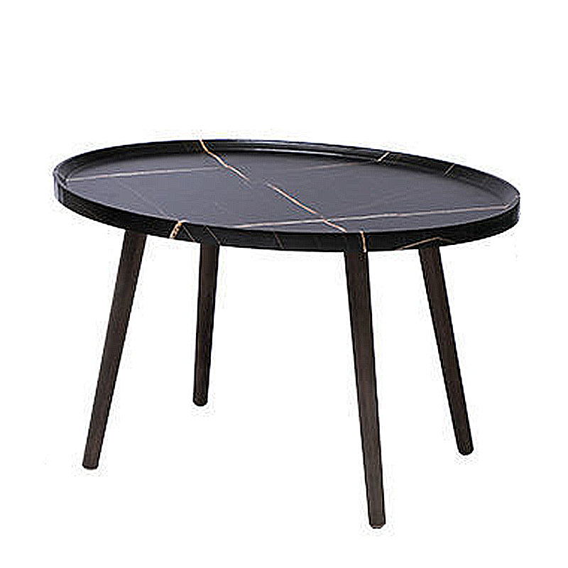 Modern Round/Oval Wood End Table Tray Top Sofa Side Table in Black/White/Brown