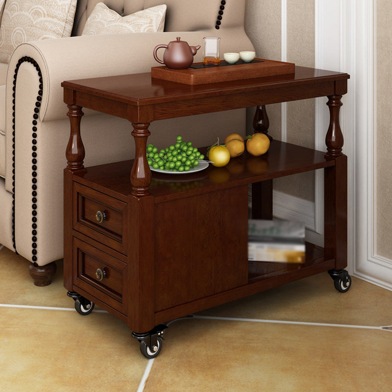Traditional Rectangular End Table Removable Side Table with Drawer and Shelf