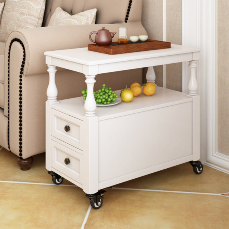 Traditional Rectangular End Table Removable Side Table with Drawer and Shelf