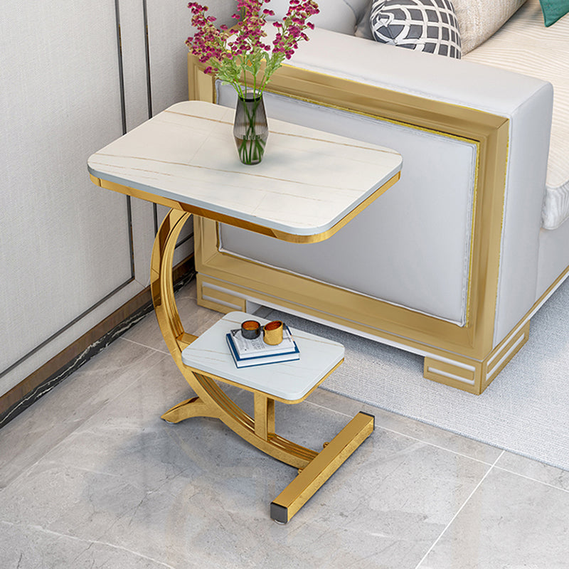 Modern Style Iron Base Slab White/white Gold/black Gold Table Top Rectangular Side Table