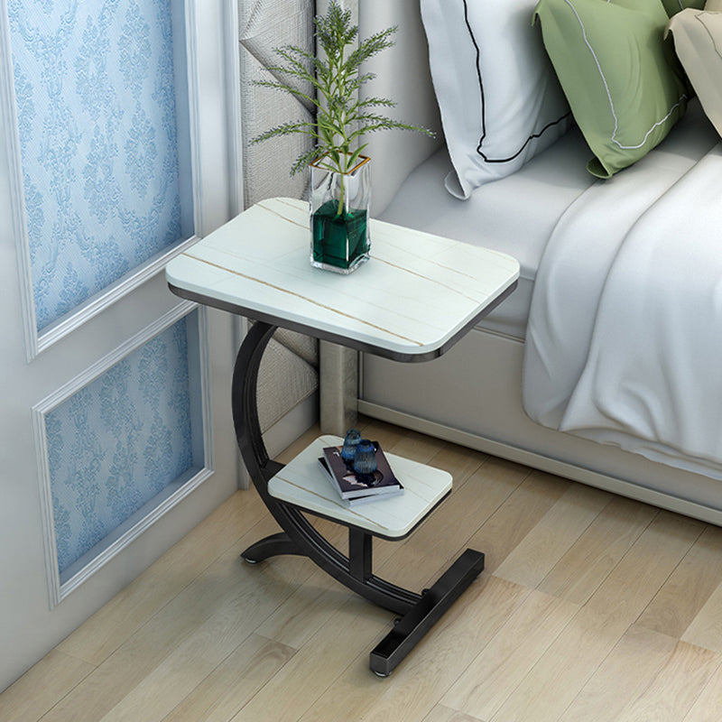 Modern Style Iron Base Slab White/white Gold/black Gold Table Top Rectangular Side Table
