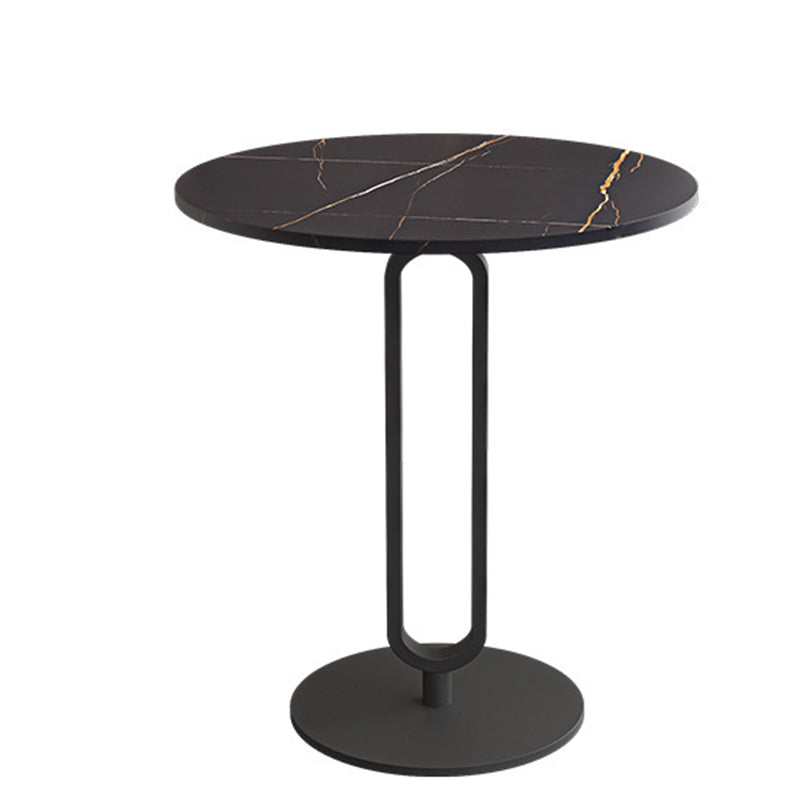 Modern Style Iron Material Base Rock Plate Table Round Side Table