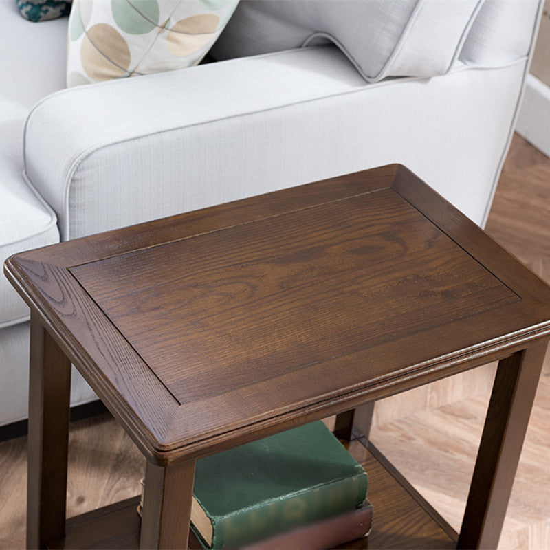 4 Legs Base Black Walnut/walnut Rectangle in Ash Wood Side Table