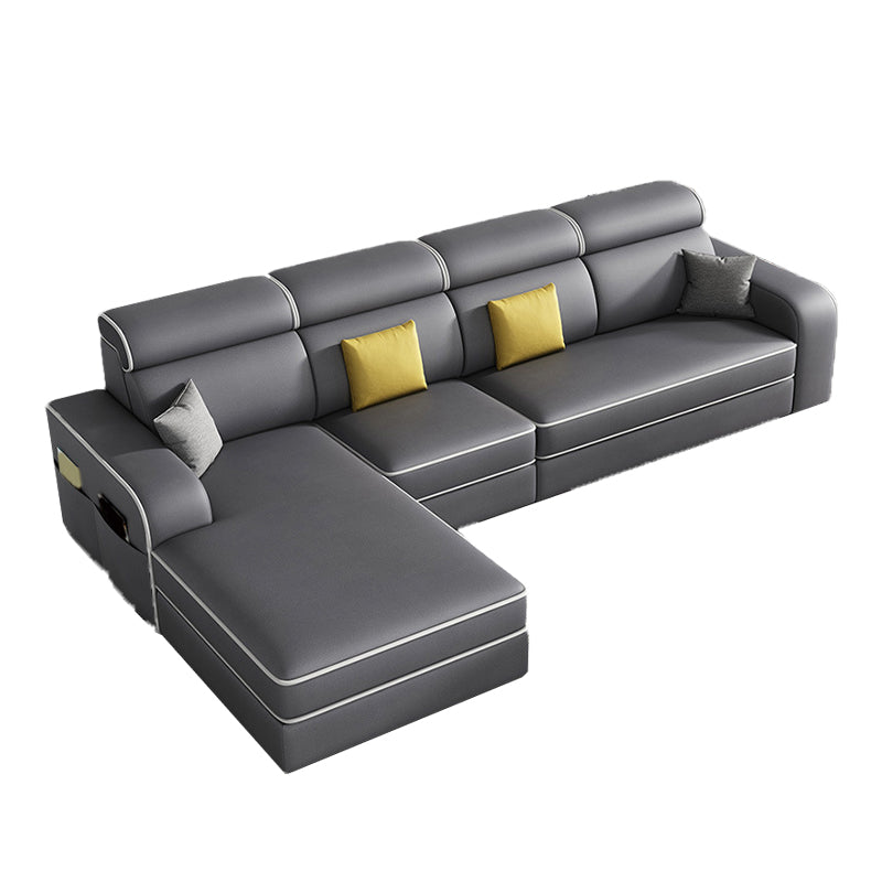 Contemporary Style Sofa Bed Solid Wood Frame Beige/grey/blue with Pocket Storage Sofa