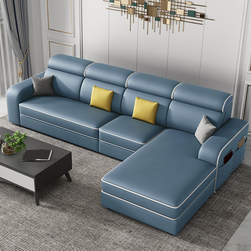 Contemporary Style Sofa Bed Solid Wood Frame Beige/grey/blue with Pocket Storage Sofa