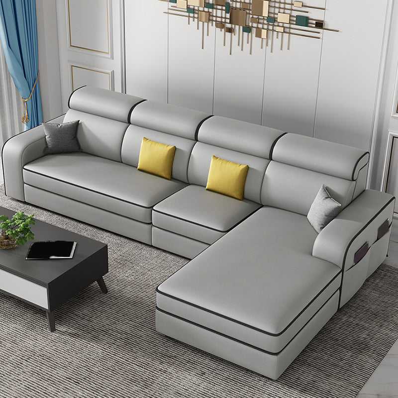 Contemporary Style Sofa Bed Solid Wood Frame Beige/grey/blue with Pocket Storage Sofa