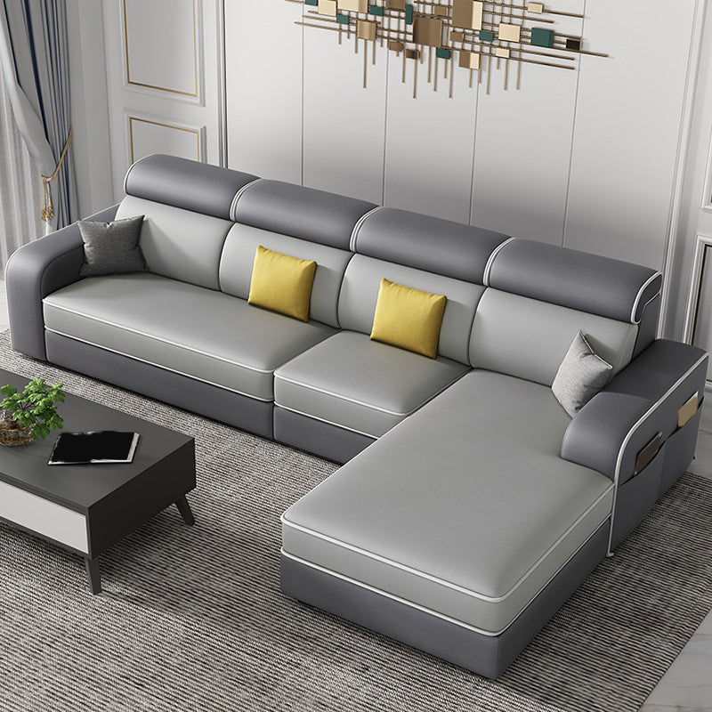 Contemporary Style Sofa Bed Solid Wood Frame Beige/grey/blue with Pocket Storage Sofa