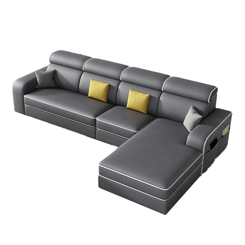Contemporary Style Sofa Bed Solid Wood Frame Beige/grey/blue with Pocket Storage Sofa