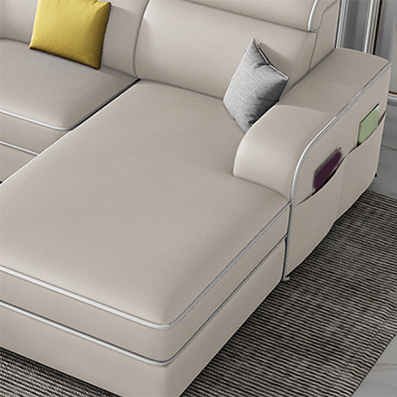 Contemporary Style Sofa Bed Solid Wood Frame Beige/grey/blue with Pocket Storage Sofa