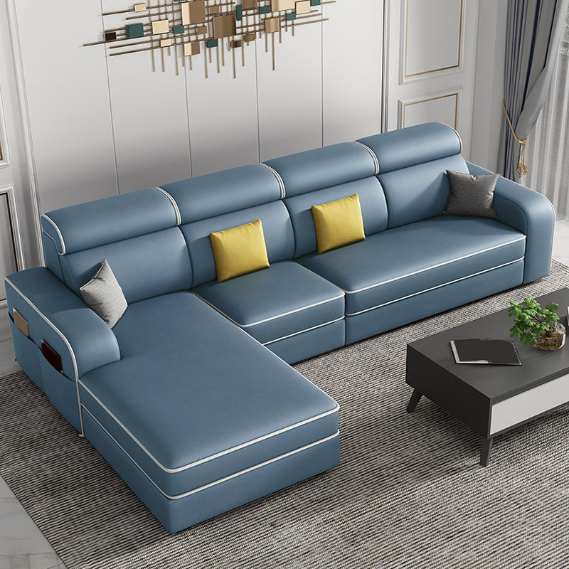 Contemporary Style Sofa Bed Solid Wood Frame Beige/grey/blue with Pocket Storage Sofa