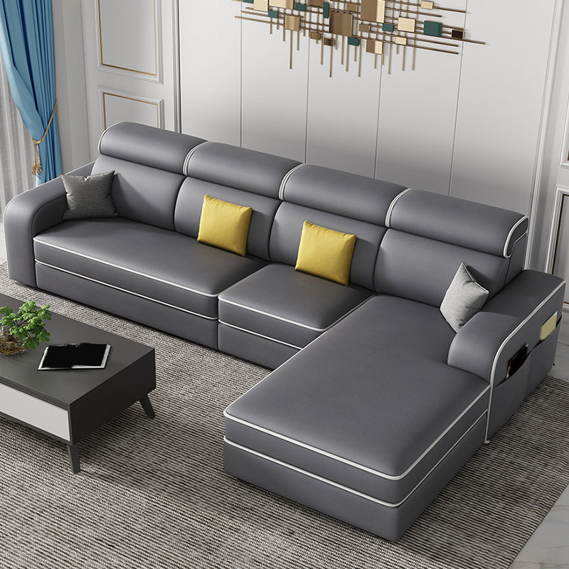 Contemporary Style Sofa Bed Solid Wood Frame Beige/grey/blue with Pocket Storage Sofa