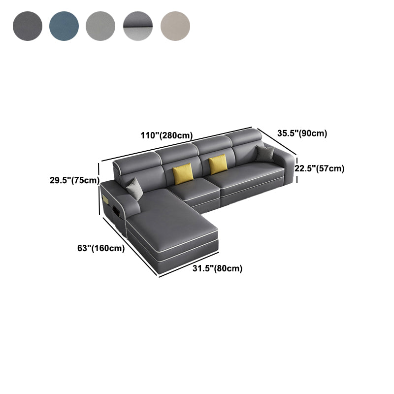 Contemporary Style Sofa Bed Solid Wood Frame Beige/grey/blue with Pocket Storage Sofa