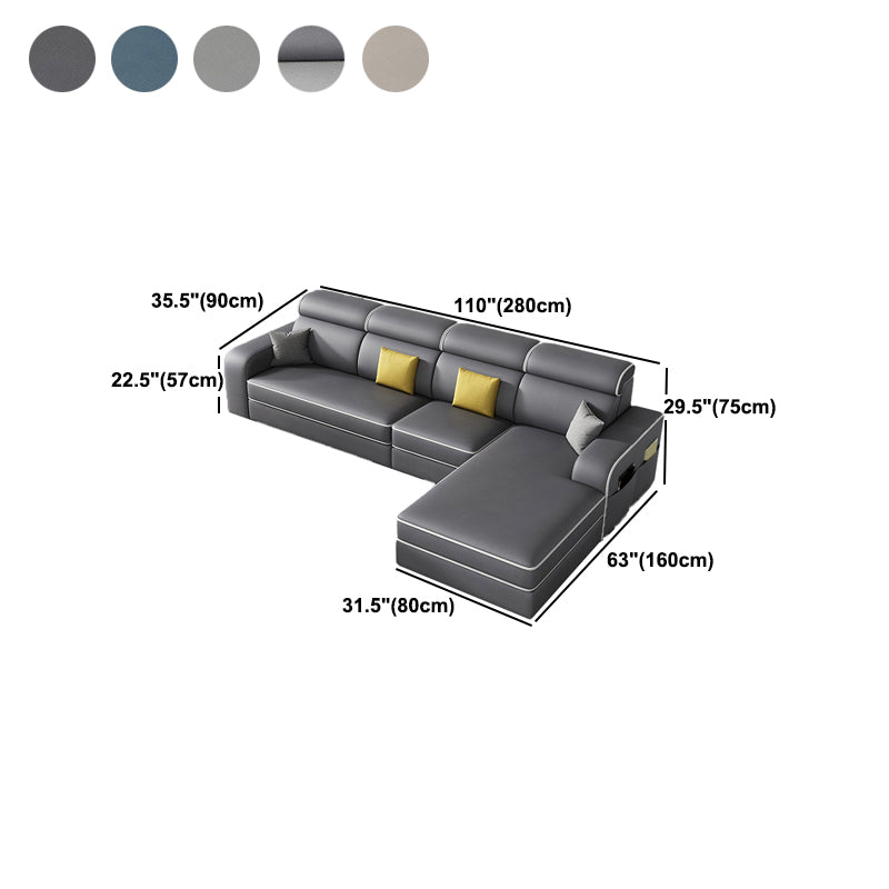 Contemporary Style Sofa Bed Solid Wood Frame Beige/grey/blue with Pocket Storage Sofa
