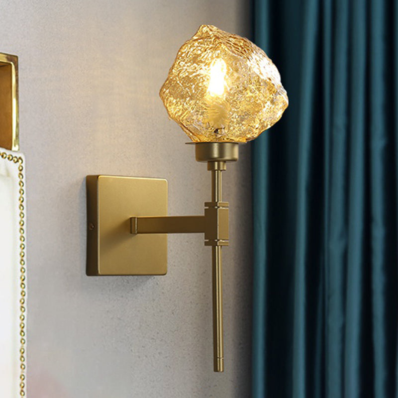 Eisblock Wohnzimmer Wandleuchte traditionelles Metall 1 Kopf Rauch grau/Bernsteinwand Beleuchtung