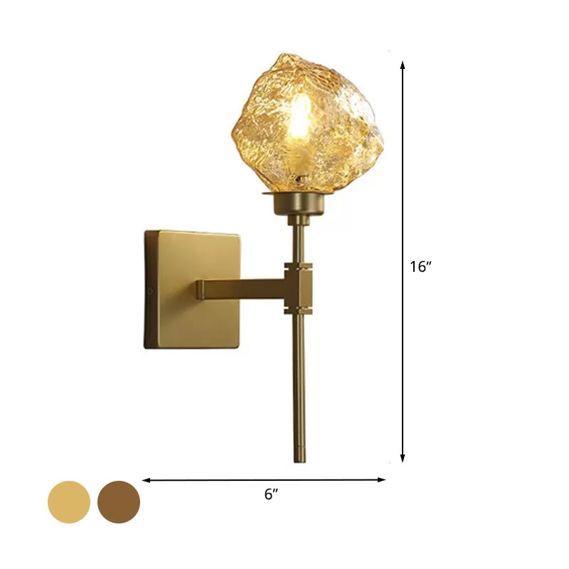 Blocco ghiaccio soggiorno Soggiorno Sconce Light Sconce tradizionale Metal 1 Testa Smoke Grigio/Amber Aibrile a parete