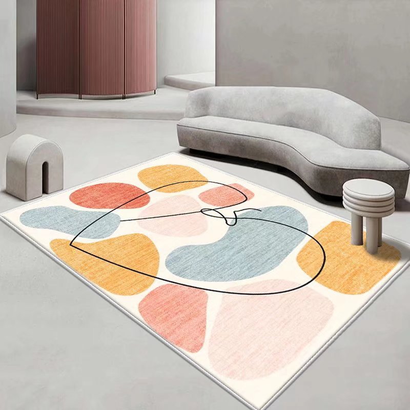 Orange Modern Rug Polyester Color Lump Indoor Rug Washable Rug for Sitting Room