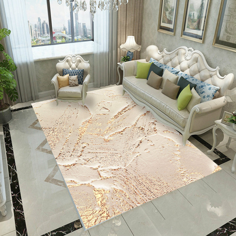 Contemporary Rug Polyester Abstract Print Carpet Stain Resistant Area Rug for Living Room