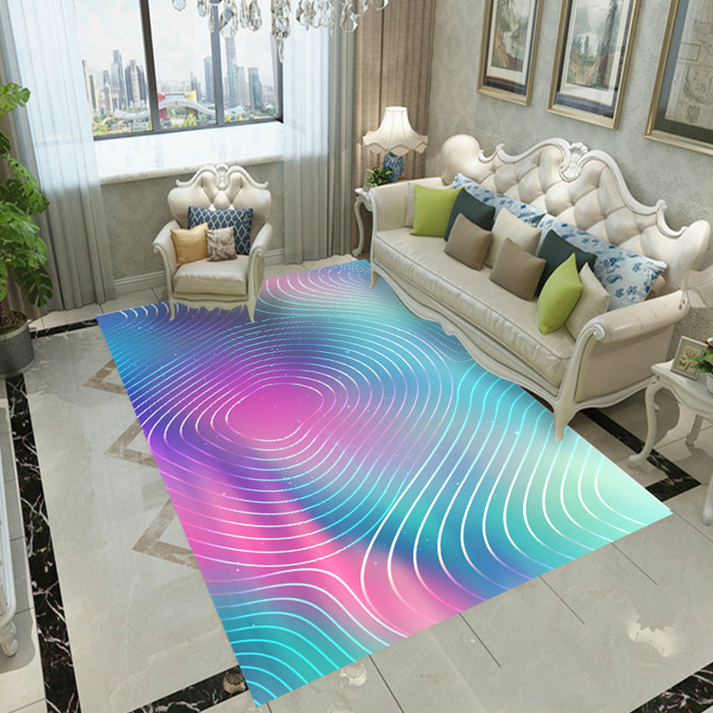 Contemporary Rug Polyester Abstract Print Carpet Stain Resistant Area Rug for Living Room