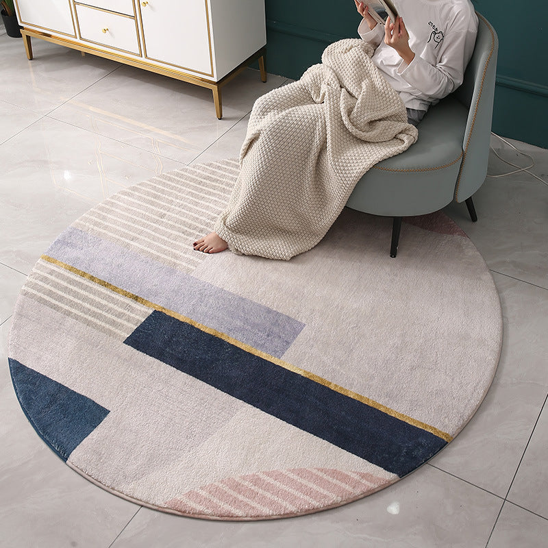 Modern Round Rug Abstract Pattern Creative Rug Polyester Anti-Slip Rug for Living Room