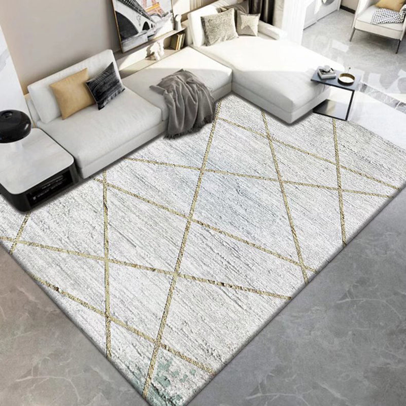Dark Gray Modern Rug Polyester Geometry Indoor Rug Washable Rug for Living Room