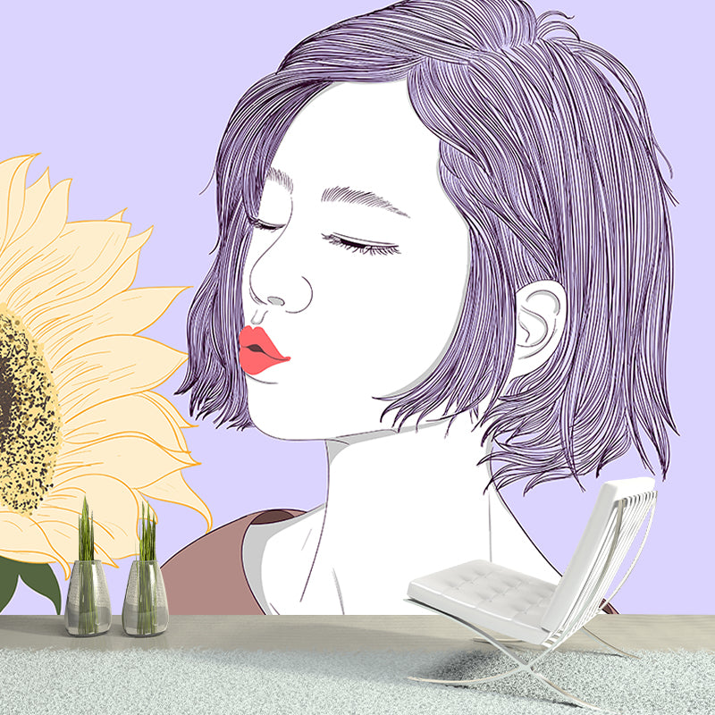 Cartoon Characters Resistant Mural Wallpaper Environment Friendly Sleeping Room Wall Mural