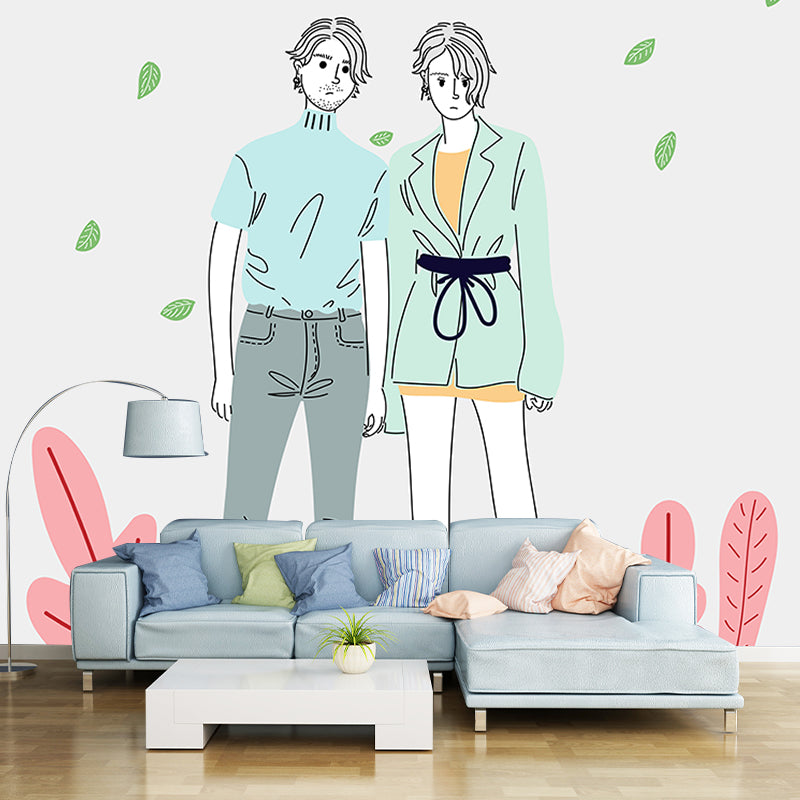 Modern Style Mural Wallpaper Cartoon Characters Environment Friendly Bedroom Wall Mural