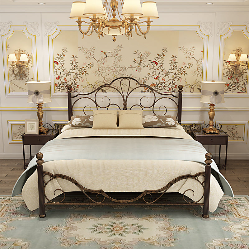 Industrial Metal Bed with Headboard Standard Profile Open-Frame Bed