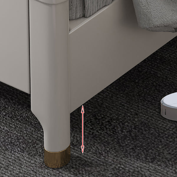 Glam Rubberwood Open-Frame Bed 45.28-Inch H White Bed Frame with Headboard