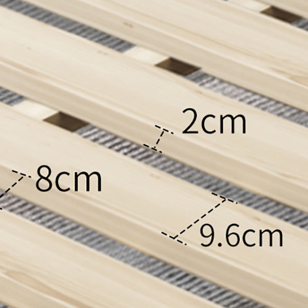 Scandinavian Genuine Leather Standard Bed Pine Wood Panel Bed