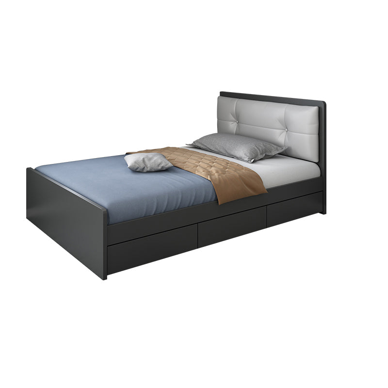 35.43" Scandinavian Panel Bed with Headboard Upholstered Low Profile Bed