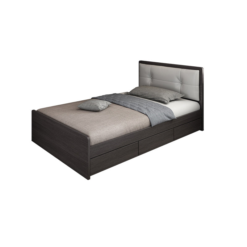 35.43" Scandinavian Panel Bed with Headboard Upholstered Low Profile Bed