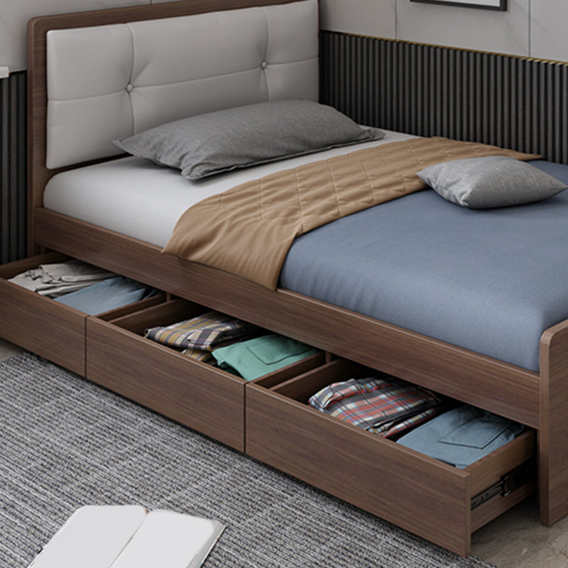 35.43" Scandinavian Panel Bed with Headboard Upholstered Low Profile Bed