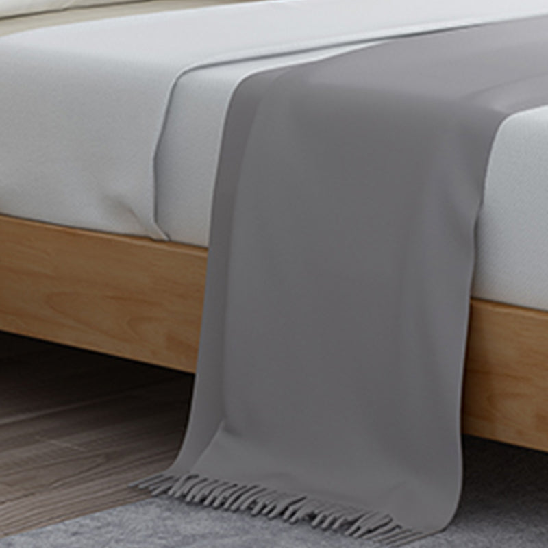 Scandinavian Natural Rubberwood Bed with Arched Slat Headboard