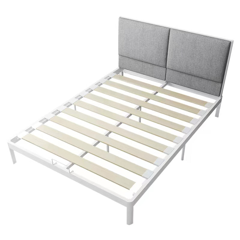 Metal Bed Pine Wood 78.74" L Bed Frame Modern Headboard Bed in Gray