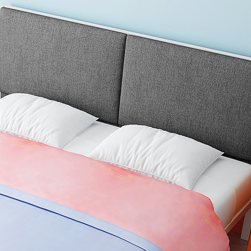 Metal Bed Pine Wood 78.74" L Bed Frame Modern Headboard Bed in Gray