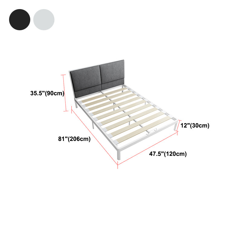 Metal Bed Pine Wood 78.74" L Bed Frame Modern Headboard Bed in Gray