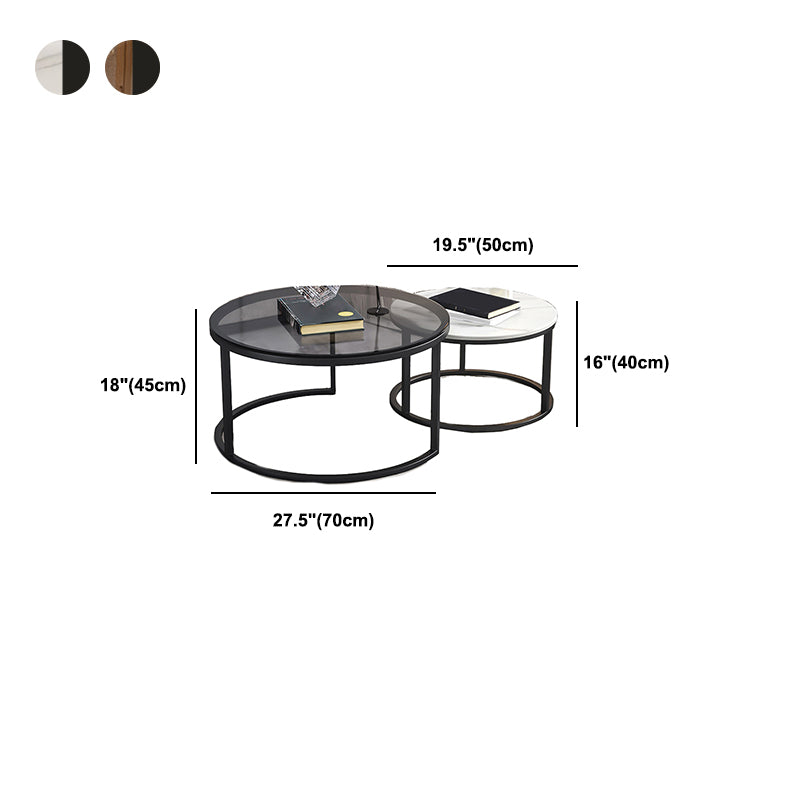 Frame Base Design Round Glass/artificial Table Metal Base Coffee Table