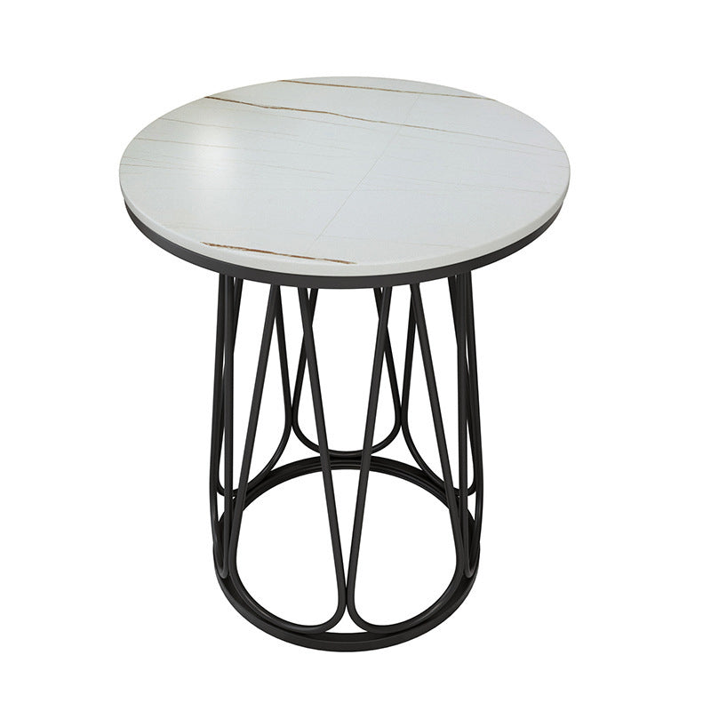 Frame Steel Tube Base Designed with Round Table Top Made of Rock PlateSide Table