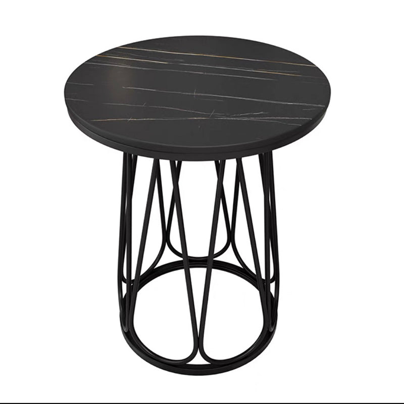 Frame Steel Tube Base Designed with Round Table Top Made of Rock PlateSide Table
