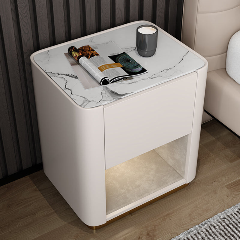 Modern Solid Wood and Slate Night Table Drawer Storage Bed Nightstand