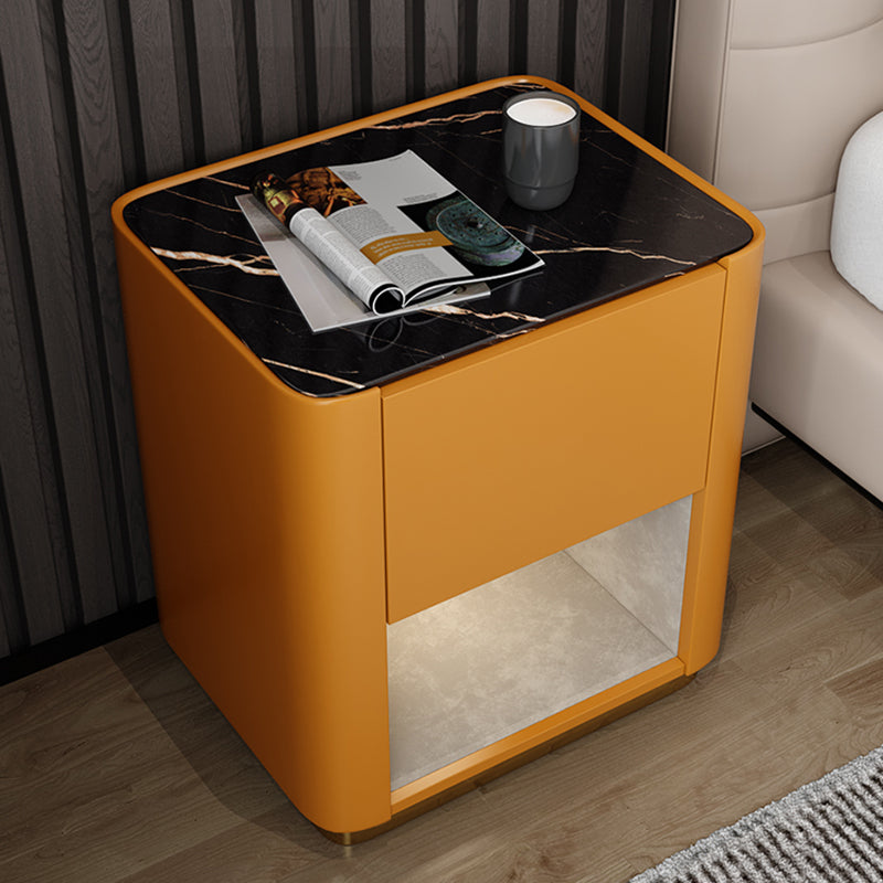 Modern Solid Wood and Slate Night Table Drawer Storage Bed Nightstand