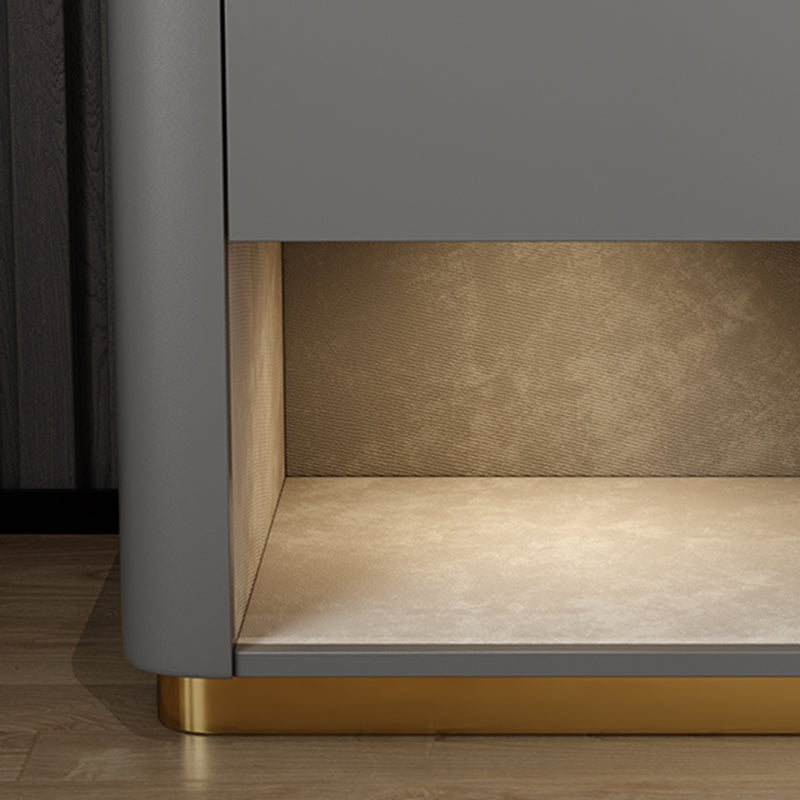 Modern Solid Wood and Slate Night Table Drawer Storage Bed Nightstand