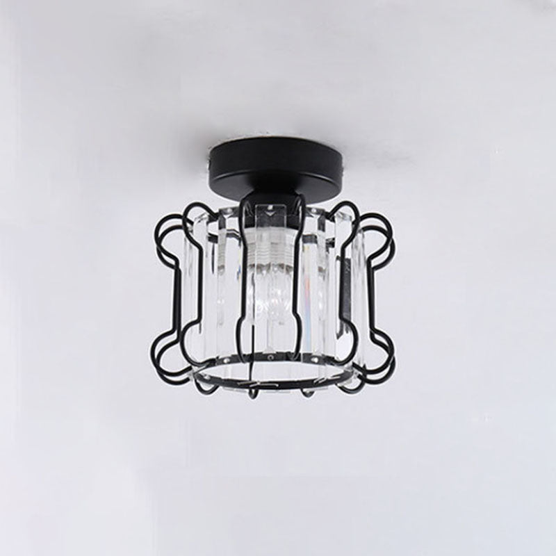 Metal Geometric Ceiling Light in Modern Luxury Style Crystal 1-Light Ceiling Fixture